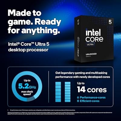 Intel Core Ultra 5 Desktop Processor 245KF - 14 cores (6 P-cores + 8 E-cores) up to 5.2 GHz