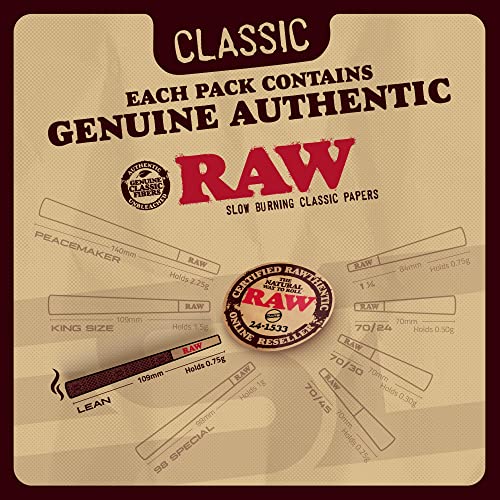 image for RAW Cones Classic Lean Size | 100 Pack | Natural Pre Rolled Rolling Pa