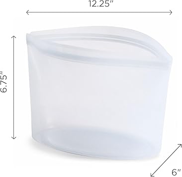 Stasher Premium Silicone Reusable Food Storage Bag, Clear | Microwave, Sous Vide, Dishwasher, Oven and Freezer Safe | BPA Free, Leak-free, Eco-friendly, 8-Cup Bowl (Pack of 2)