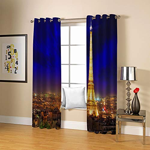 Rideau salon occultant 3D Tour Eiffel rideaux à oeillets 234X230Cm - 3