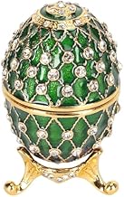 Egg Faberge Style Egg Jewelry Box, Hand Painted Enameled Faberge Decorative Hinge Jewelry Box Faberge Hand Painted Egg Enamel Faberge Decorative