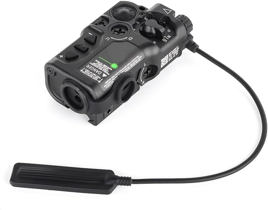 Red/Green/Blue Metal Riad Box Laser Sights Without Flashlight，with IR 3-Level Brightness Adjustable Laser Sight，with Remote Pressure Switch Button Combo，Fits for Standard 20mm Rail System Mounting