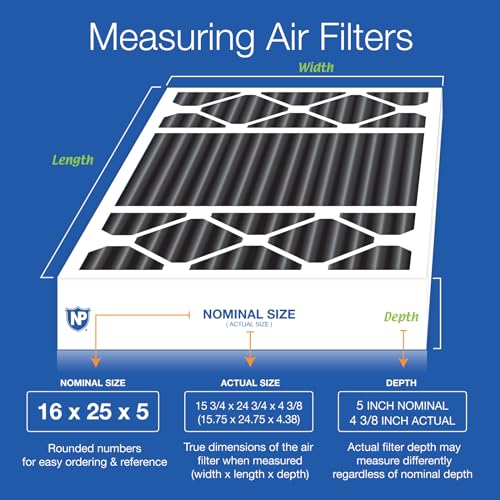 Image of Nordic Pure 16x25x5 Honeywell /Lennox Replacement MERV 8 Air Filter 4 Pack | Actual Size: 15 3 /4 x 24 3 /4 x 4 3 /8 Made in USA, Pleated HVAC Odor Filtration, Pet, Cooking & Household Smell Control