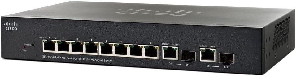 Cisco Small Business SF302-08Mpp - Switch - 8 Ports - Managed - Desktop, Rack-Mountable (SF302-08MPP-K9-NA)