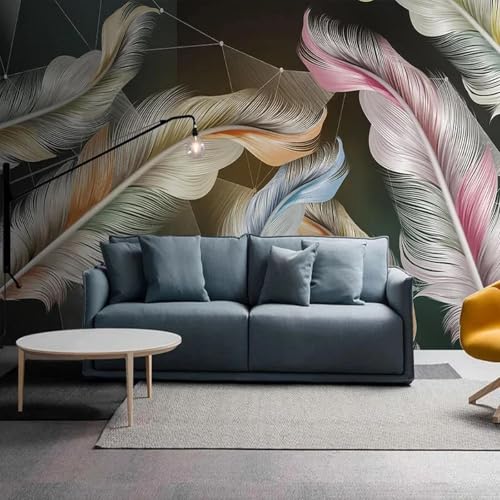 Papier peint 3D salon pour masquer un mur vide derrière le canapé - 2