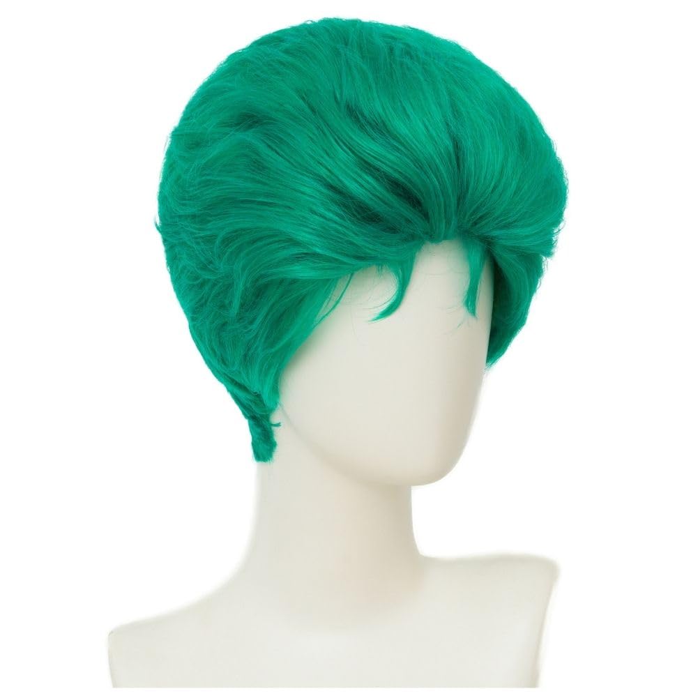 Green Short Anime Wig - Straight Fluffy Layer Synthetic Heat Resistant Cosplay Costume Hair Wig for Men