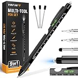 【9 in 1 Multifunktions Kugelschreiber】Dieser Werkzeugstift enthält 9 Funktionen: Kugelschreiber, Wasserwaage, Skala, Schraubendreher (flach und gekreuzt), Flaschenöffner, Handyhalter, Stiftstifte für Touchscreens und LED-Licht. Die verschiedenen Funktionen dieses Stiftes können bei verschiedenen Gelegenheiten verwendet werden.