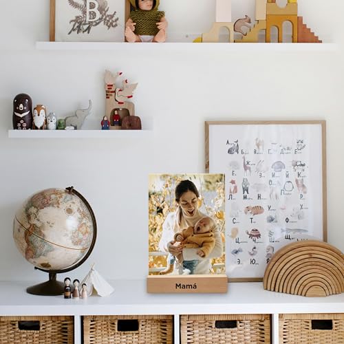 P Pevita Lámpara Personalizada con Foto. Cuadro Personalizado en metacrilato + Base de Madera. CREA Regalos Originales Personalizados para Mujer, día del Padre, día de la Madre, Navidad, San Valentín