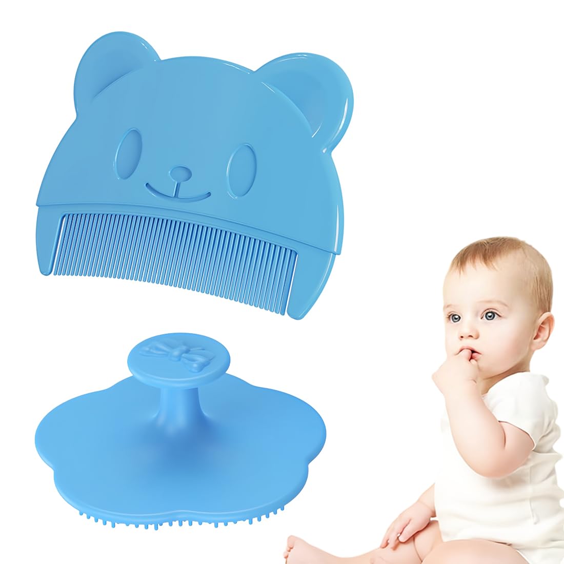 Pettine Croste Neonatali, Spazzola per Massaggioper rimuovere le croste lattee e neonato, Spazzola Neonato, Pettine Neonato Adatto, 2 pezzi