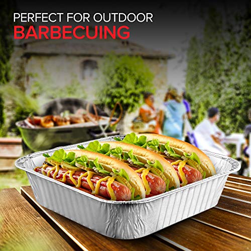 Image of Stock Your Home 8x8 Foil Pans (100 Pack) 8 Inch Square Aluminum Pans - Foil Pans - Disposable Food Containers Great for Baking Cake, Cooking, Heating, Storing, Prepping Food