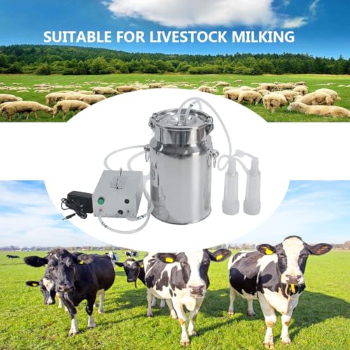 Mungitrice elettrica a pompa per vuoto per mucche e capre con tettarelle e secchio per latte in acciaio inox