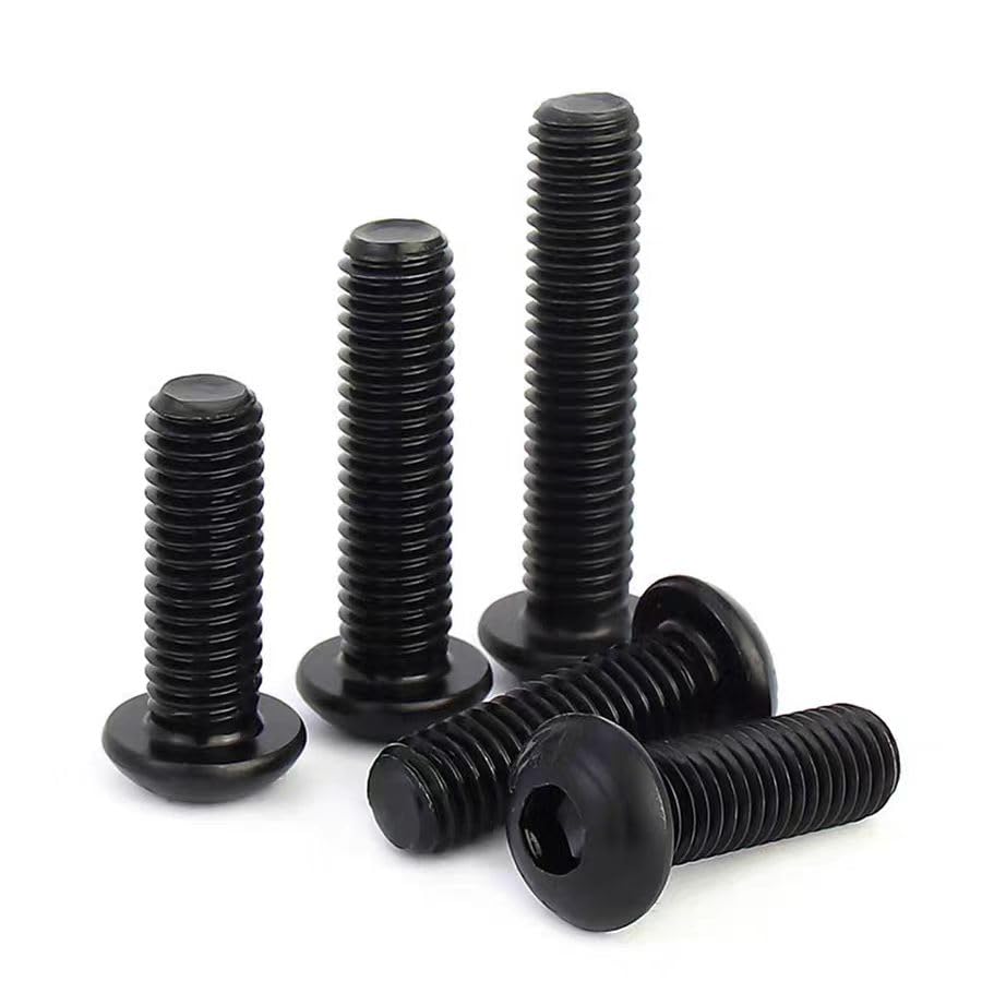 50 viti nere, M3 x 15, viti a testa bombata con esagono incassato ISO 7380, 12,9, filettatura completa
