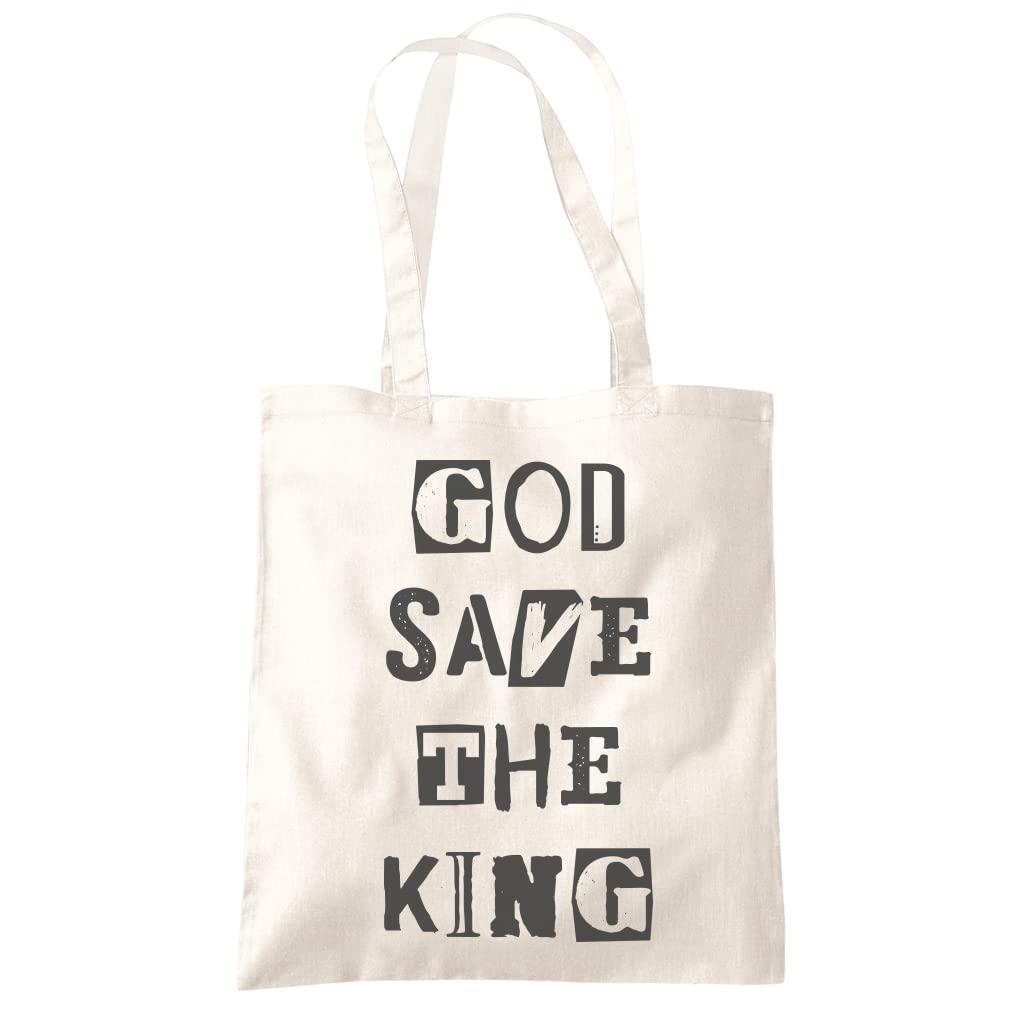 HotScamp God Save The King - Tote Shopping Bag - King Charles Monarch 6th May 2023 Celebration Souvenir Party London England Royalty Memorabilia One size natural