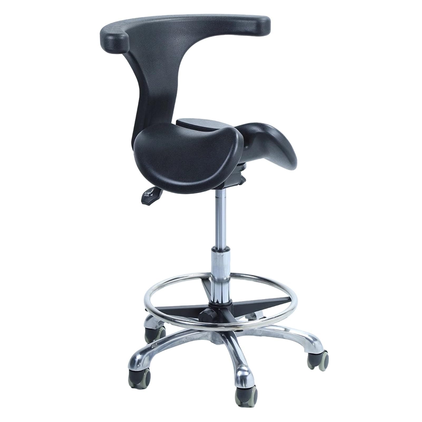 Ergonomischer Sattelhocker, geteilter Sitzrollstuhl mit Rückenstütze, zwei Neigungsoptionen und 48-60 cm Höhe für Zahnarztpraxis und Zuhause