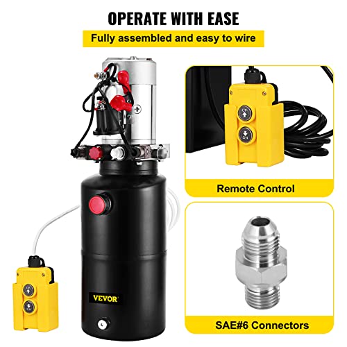 Mophorn Hydraulic Power Unit 12V 8 Quart Double Acting Dump Trailer Pump 12 Volt Hydraulic Power Units 12V DC and Metal Reservoir Electric Hydraulic Pump Remote for Dump Trailer Car Lifting Platforms