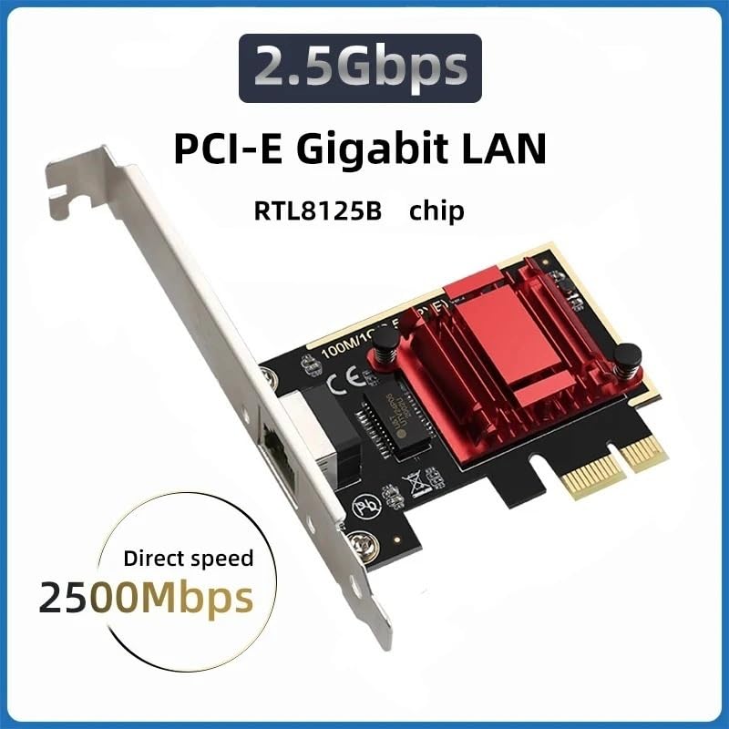Tarjeta de Red PCI-E 2.5G a RJ45 con Chip RTL8125B para Redes Gigabit Ethernet 10/100/2500Mbps Compatible Windows 7/8/10/11 y Linux miniatura 2