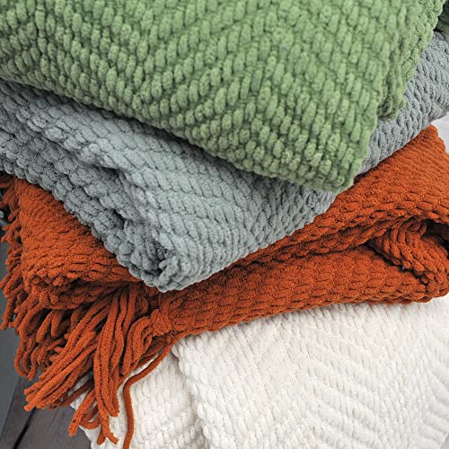 Home Soft Things Blue Throw Blanket Knitted Tweed Throw 50'' X 60'', Sliver Blue, Super Soft Cozy Warm Comfortable Breathable Throw For Living Room Chair Couch Bed Sofa Bedroom Home Décor #TOP6