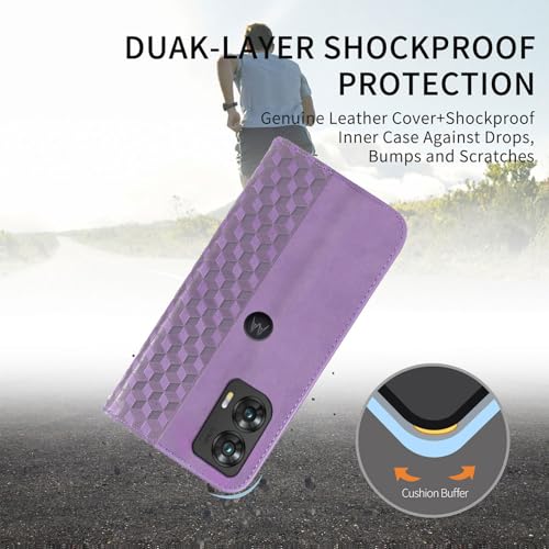 Image of Wallet Case for Motorola Moto G Stylus 5G 2024 6.7 inch - PU Leather Flip Cover with Card Holder Slots, Strong Magnetic Folio Phone Case, Purple