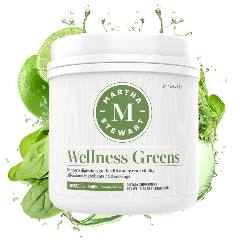 Martha-Stewart-Wellness-Greens-Super-Greens-Powder-with-Spirulina-Organic-Smoothie-Mix-for-Gut-Health-Green-Juice-Mixed-Greens-Superfood-Powder-Spinach-Lemon-Flavor-30-Servings Martha Stewart Wellness Greens Super Greens Powder with Spirulina Organic Smoothie Mix for Gut Health Green Juice Mixed Greens Superfood Powder Spinach Lemon Flavor 30 Servings
