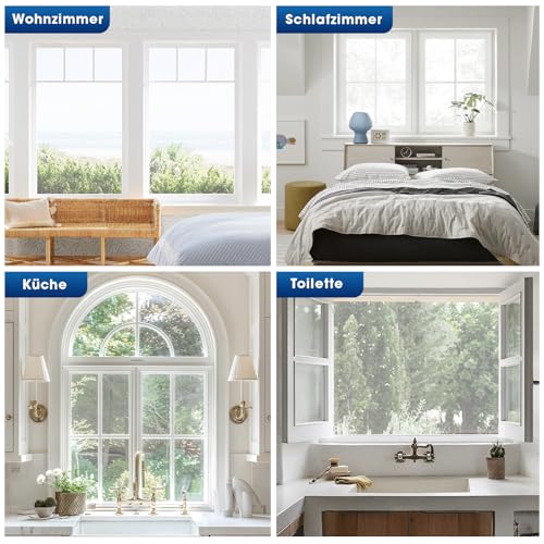 YANGTE Fliegengitter für Fenster-150 x 180 cm Weiß Insektenschutz Fenster mit Gesteigerte höherer Klebkraft Klettband, Fliegengitter Fenster ohne Bohren, Fliegennetz & Mückennetz für Fenster