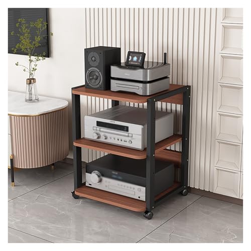 Estante de audio de 3 niveles mueble de suelo con ruedas para equipo estéreo y reproductor 1