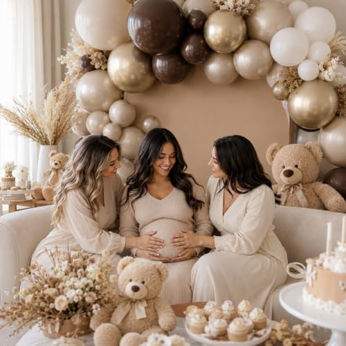 Image of Brown Cream Neutral Balloons, 12 Inch 60PCS Retro Brown Khaki Beige Sand White Balloon, Beige Nude Apricot Balloon for Neutral Bear Bridal Baby Shower Wedding Birthday Party Decorations Supplies