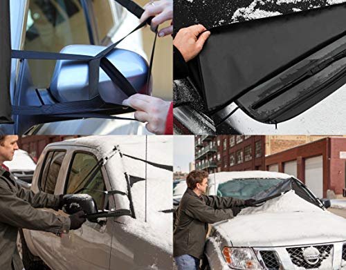 FrostGuard Pro | Premium Winter Windshield Cover for Ice and Snow with Wiper Blade Cover | XL Size Car Windshield Cover, Black | Fits Most Cars, Sedans, Small Trucks and SUVs – 70 x 41 Inches - Thumbnail 2