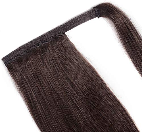 Queue de cheval extension remy hair wrap de 16 pouces pour femme lisse