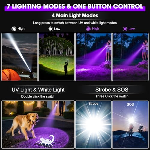 iToncs 30W High Lumens UV Flashlight with 365nm Black Light and White - image 5