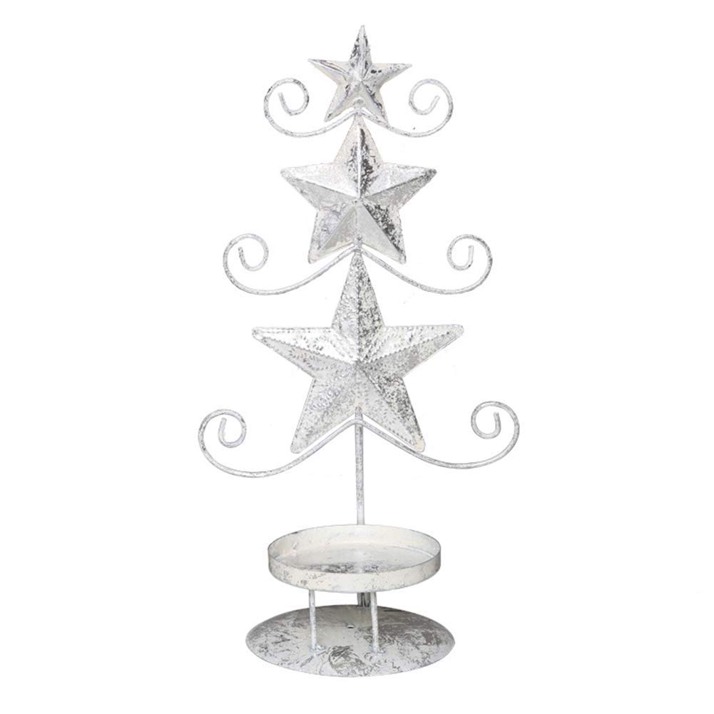 Candle Holder Small Furnishings Star Model, Nordic Iron Art White Romantic Aromatherapy Candle Holder for Creative Home Wedding Desktop Decoration (12 x 10 x 29cm)