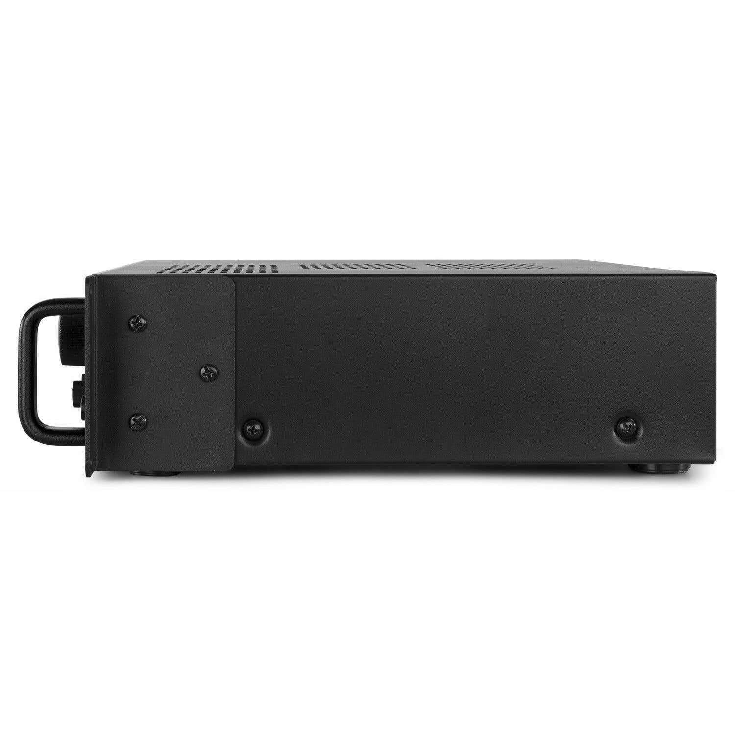 Power Dynamics PDV360MP3 Amplificateur Mixeur 100V 4 Zones - 360W, USB, SD, MP3, Bluetooth, Tuner FM, Canal Micro, Contact 24V pour Alarme Incendie, Idéal pour Tout Lieu à Sécuriser