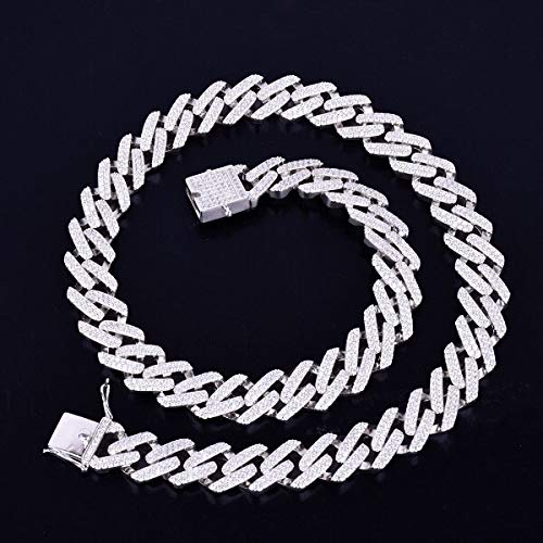 Collier iced out haut de gamme avec maillons cubiques carrés 14 mm pour hommes