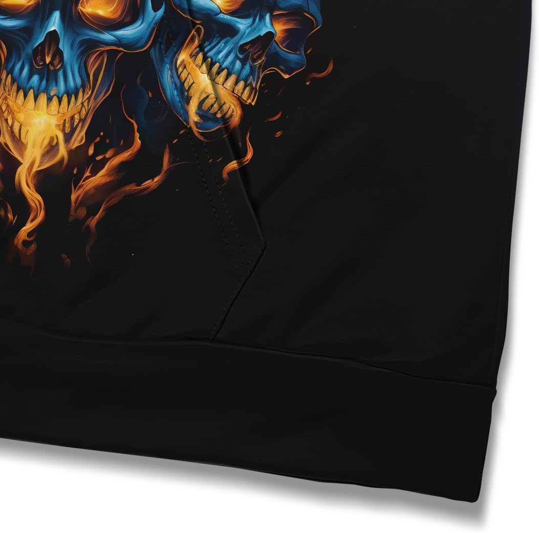 Men's Casual Skull Hoodies Sweatshirt Vintage Graphic Pullover Long Sleeve with Pocket - Image 6