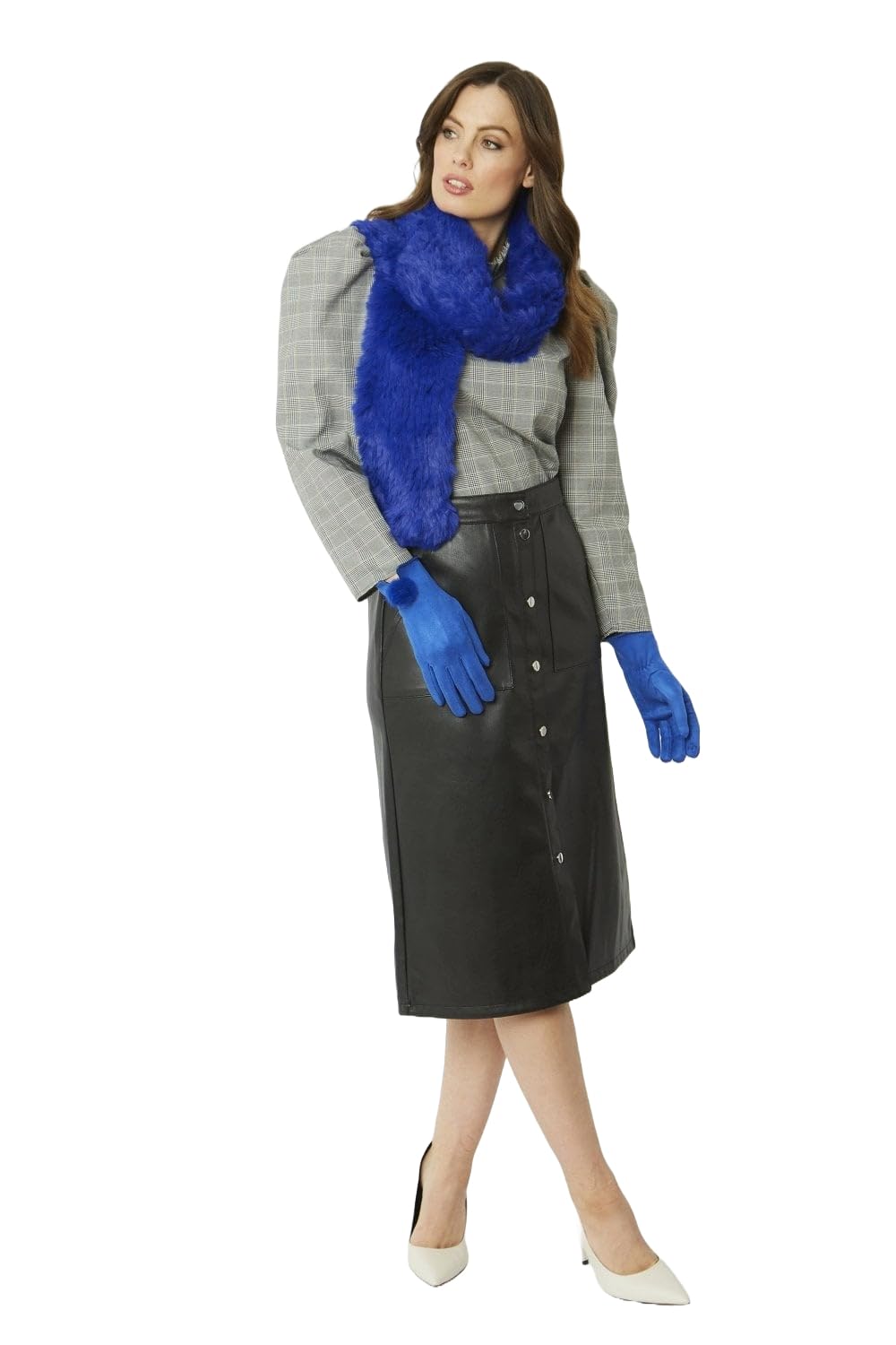Jayley Collection Blue Faux Fur Scarf