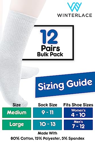 Winterlace Cotton Crew Socks 12 Pairs, Mens Womens Bulk Pack Casual Sport Sock2