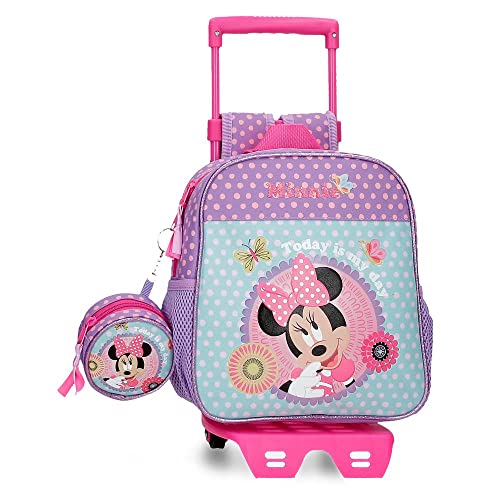Disney Minnie Today Is My Day Mochila Pequeña Con Carro Morado 21X25X10 Cms Poliéster 5,25L