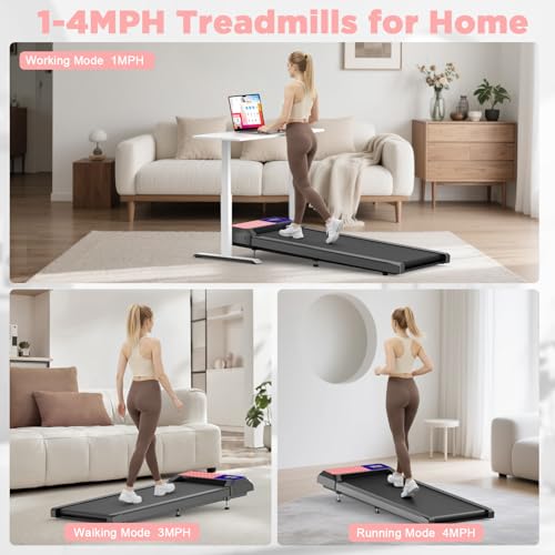 Image of Walking Treadmil with Incline - 2.5HP Portable Treadmill for Home Office, Compact Running Walking Machine with Remote Control, LED Display, Quiet Walking Machine, 265LB Capacity