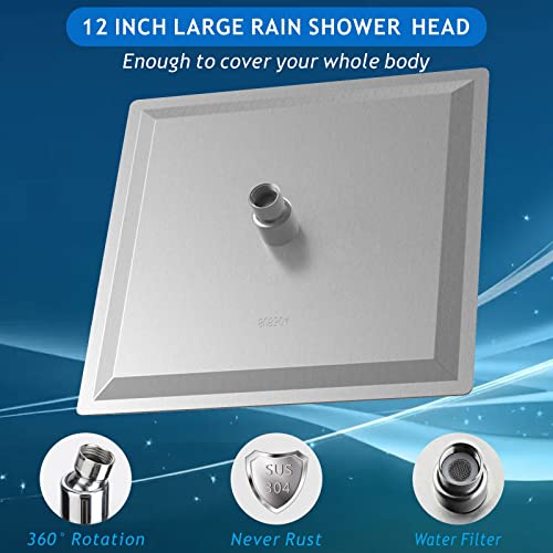 Voolan Stainless Steel Rainfall Shower Head with Extension Arm - Image 2