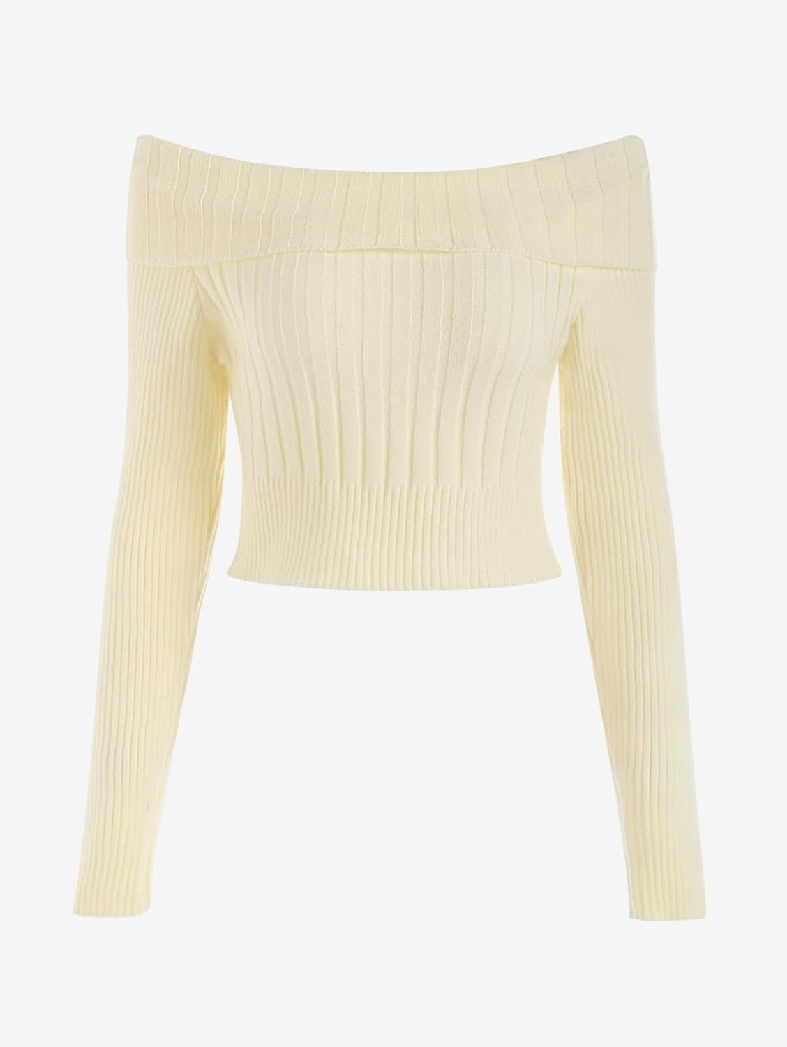 Womens Sexy Long Sleeve Off Shoulder Ribbed Knit Cropped Sweater Fall Solid Color Pullover Crop Tops 2026 - Image 4