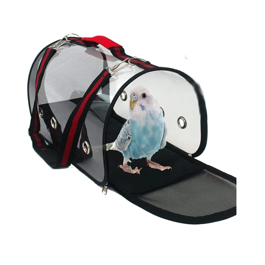 Jaula para pájaros, Jaula para pájaros, jaulas portátiles para pájaros, transportín pequeño Transparente para Mascotas, Jaula de Viaje Transpirable, casa Ligera (Negro B)