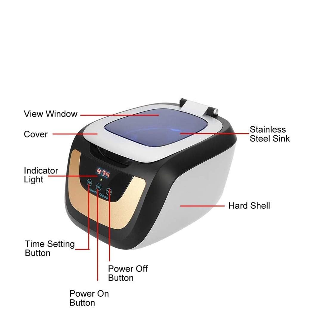 PAHION Limpiador Ultrasónico Digital Limpiador Ultrasónico Portátil Pequeño Automático Baño Ultrasónico De Acero Inoxidable Usos Domésticos para Dentaduras Postizas Frascos Limpieza De Joyas 750Ml