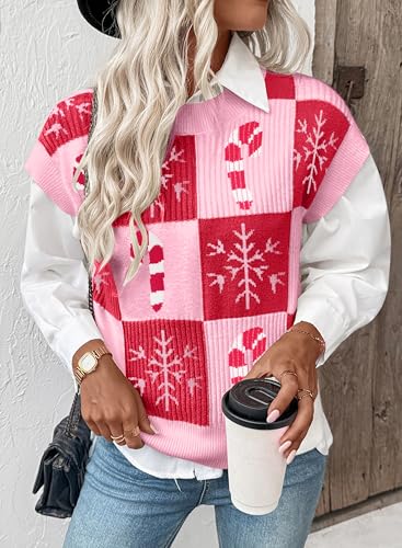 Image of EVALESS Short Sleeve Sweater for Women Crewneck Color Block Knit Tops 2026 Summer Trendy Cap Sleeve Sweater Vest