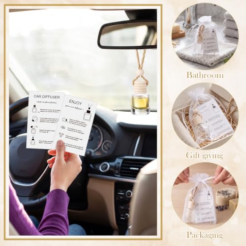 Image of Boao 10 Sets Hanging Car Air Freshener Diffuser Bottles Empty Bulk with Car Diffuser Instruction Cards Organza Bags Glass Refillable Essential Oil Fragrance Aromatherapy Pendant (5 Shapes)