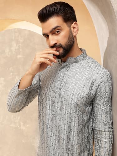 Image of SOJANYA (Since 1958 Men's Cotton Rayon Shiny Thread Sequinned Kurta Set