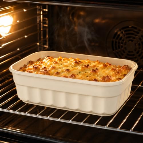 Image of Martha Stewart Broadbrook 6 Piece Stoneware Meal Prep Container Set with Lids, Rectangular Food Storage & Bakewar |Oven, Refridgerator, Microwave, Dishwasher Safe