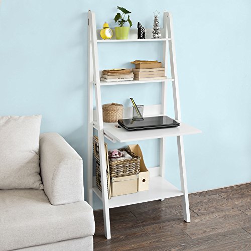 Haotian Modern Ladder Bookcase Made Of Wood, Book Shelf,Stand Shelf, Wall Shelf (Frg115-W) #TOP2