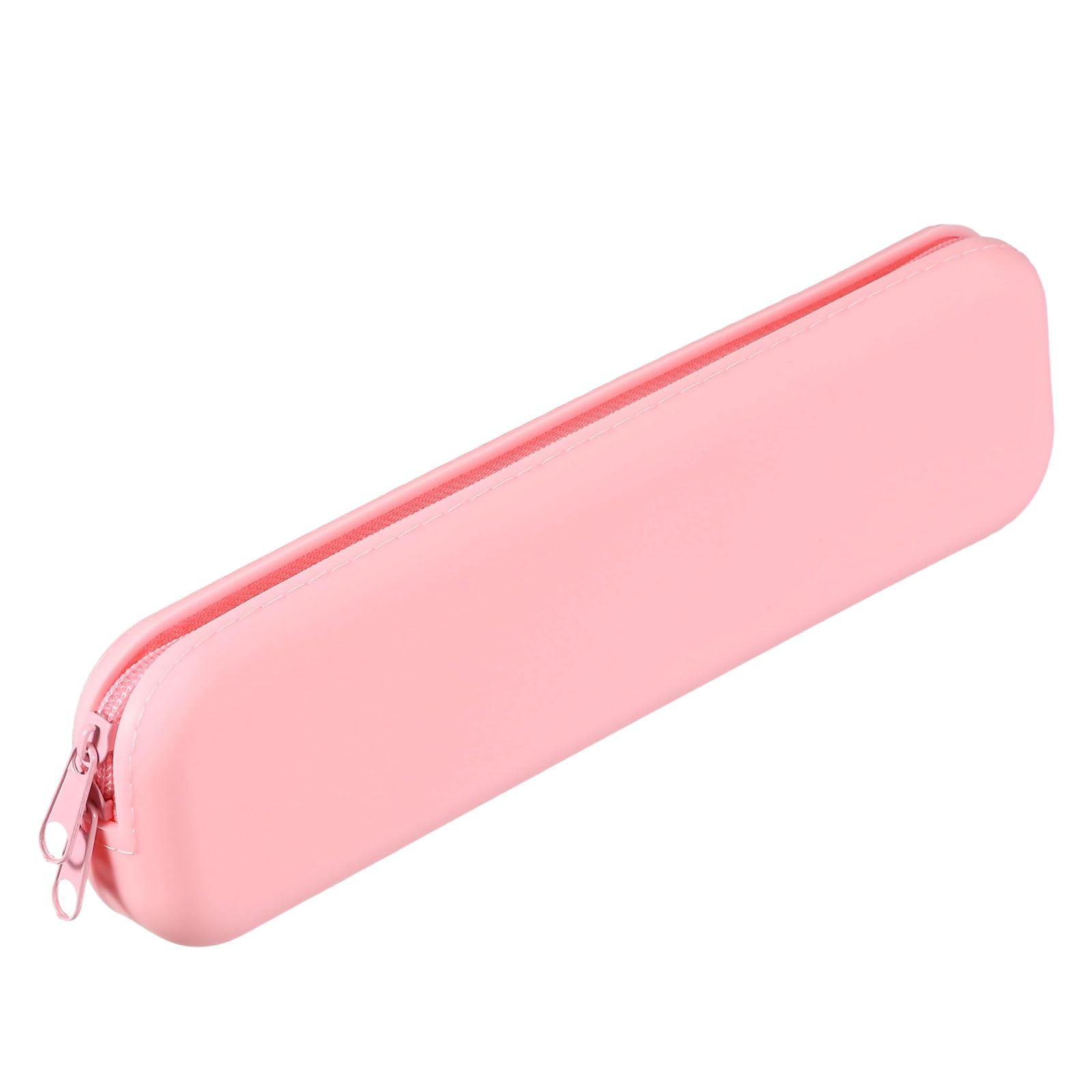 PATIKIL Silicone Pen Case, Rectangular Small Pencil Pen Pouch with Zipper Waterproof Aesthetic Soft Cosmetic Storage Bag Bible Study Supplies Case for Journaling Travel, Pink