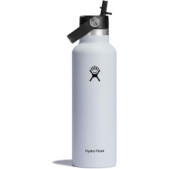 Hydro Flask - Water Bottle 621 ml (21 oz) - Vacuum Insulated Stainless Steel Water Bottle with Flex Straw Cap - Standard Mout