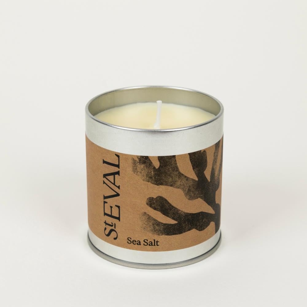 St. Eval | Sea Salt Scented Tin Candle | Coastal, Oceanic, Zesty and Awakening Fragrance | Made in Cornwall | 45 Hours Burn Time| Great Gift