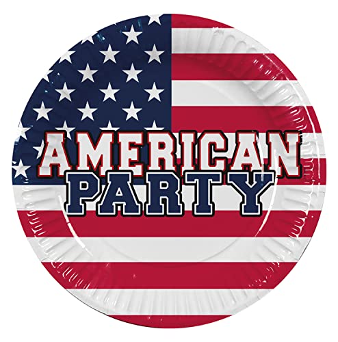 Boland 44973 - American Party Plates, Pack of 10, Size 23 cm, Environmentally Friendly Party Tableware, 100% Paper, Birthday, Theme Party